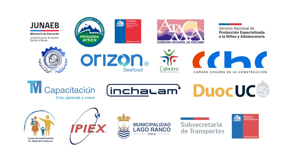 Organizaciones que han confiado en Capital Psicológico, entre ellas JUNAEB, Orizon, Cámara Chilena de la Construcción, Duoc UC, IPEX y otras instituciones públicas y privadas.